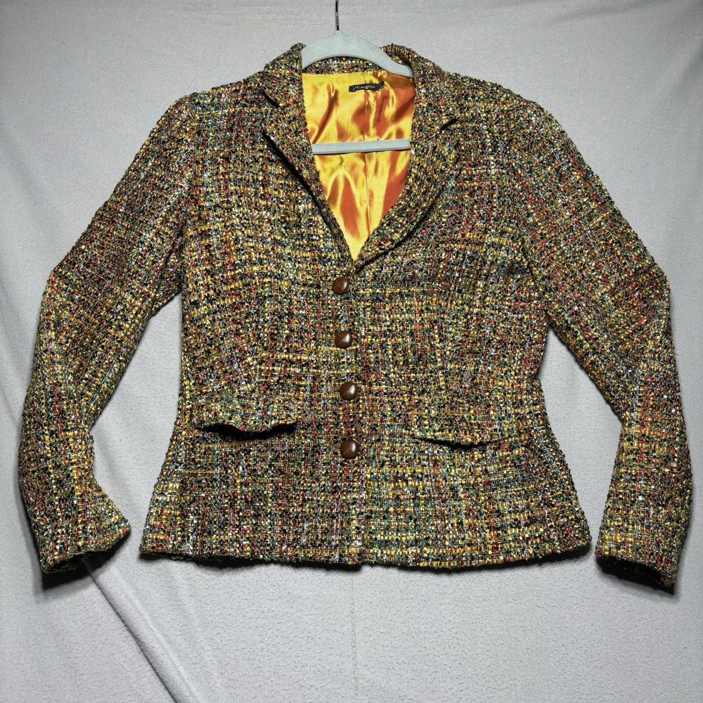 J. McLaughlin Womens Blazer Jacket Size 4 Four Button‎ Colorful Casual Collared